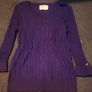 Debbie Morgan Deep Purple Cable Knit Sweater
